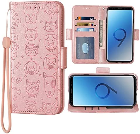 FDCWTSH Compatible with Samsung Galaxy S9 plus Wallet Case and Wrist Strap Lanyard Leather Flip Card Holder Stand Cell Accessories Phone Cover for Glaxay S9+ 9S 9+ S 9 9plus S9plus Women Men Rose gold FDCWTSH Compatible with Samsung Galaxy S9 plus Wallet Case and Wrist Strap Lanyard Leather Flip Card Holder Stand Cell Accessories Phone Cover for Glaxay S9+ 9S 9+ S 9 9plus S9plus Women Men Rose gold