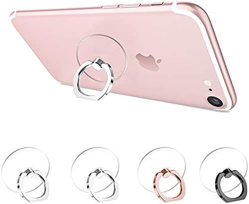 Jsoerpay Cell Phone Ring Holder, Transparent Ring Holder 360°Rotation Finger Ring Stand, Clear Cell Phone Kickstand Compatible with Most of Phones, Tablet and Case, (2Silver+1Black+1Rose Gold) Jsoerpay Cell Phone Ring Holder, Transparent Ring Holder 360°Rotation Finger Ring Stand, Clear Cell Phone Kickstand Compatible with Most of Phones, Tablet and Case, (2Silver+1Black+1Rose Gold)