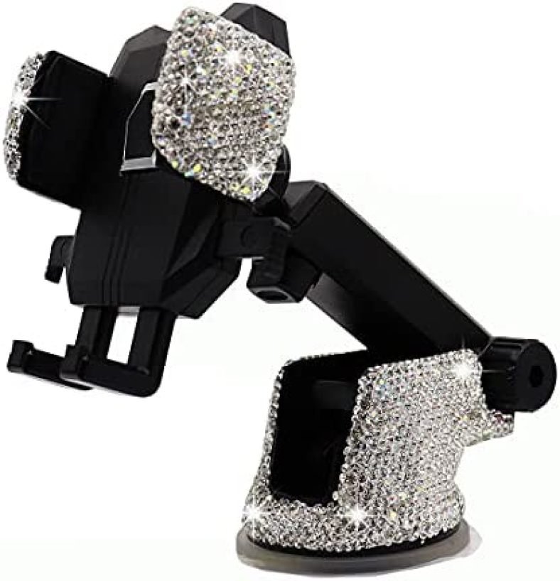LYCARESUN Bling Car Phone Mount Holder, Shiny Crystal Rhinestone Phone Stand for Women and Girls, Car Accessories for Windshield Dashboard,Compatible with iPhone and Most Cellphones LYCARESUN Bling Car Phone Mount Holder, Shiny Crystal Rhinestone Phone Stand for Women and Girls, Car Accessories for Windshield Dashboard,Compatible with iPhone and Most Cellphones