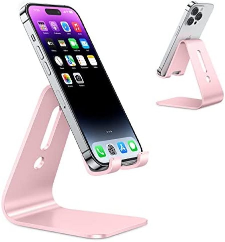 OMOTON Upgraded Aluminum Cell Phone Stand, C1 Durable Phone Holder Dock with Protective Pads, Desk Decor for iPhone 14/13/12/11 Pro Max XR XS, iPad Mini, Android Phones Office Accessories, Rose Gold OMOTON Upgraded Aluminum Cell Phone Stand, C1 Durable Phone Holder Dock with Protective Pads, Desk Decor for iPhone 14/13/12/11 Pro Max XR XS, iPad Mini, Android Phones Office Accessories, Rose Gold
