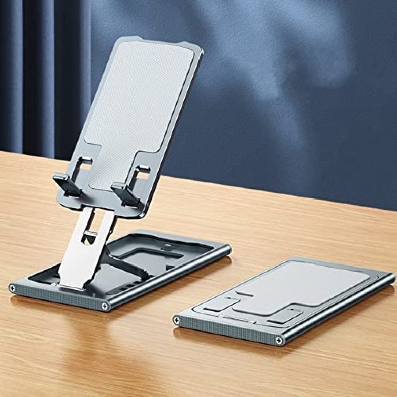 ULIKTO Foldable Cell Phone Stand Height Angle Adjustable Aluminum Desktop Phone Holder Cradle Dock Pocket Portable Mount for iPhone, Samsung Galaxy, iPad Mini, Tablets Up to 12” (Grey) ULIKTO Foldable Cell Phone Stand Height Angle Adjustable Aluminum Desktop Phone Holder Cradle Dock Pocket Portable Mount for iPhone, Samsung Galaxy, iPad Mini, Tablets Up to 12” (Grey)