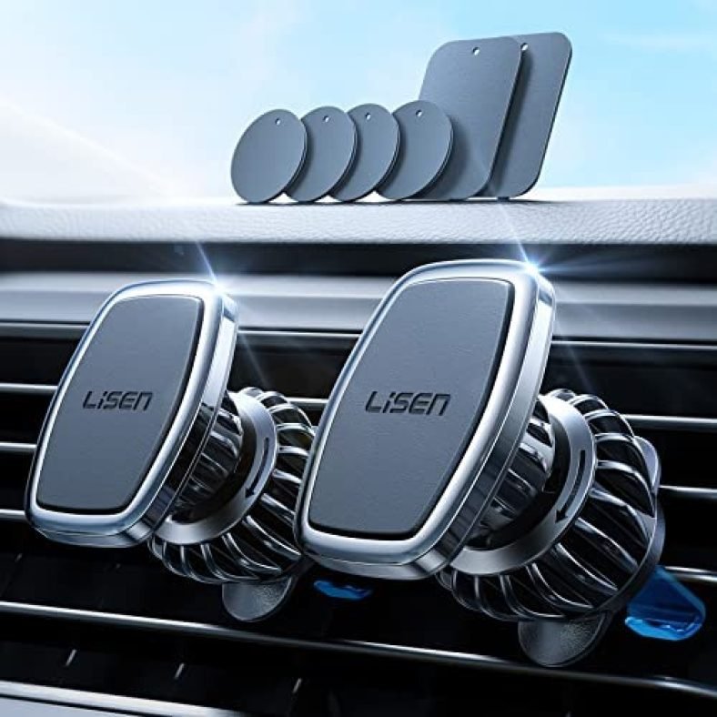 LISEN 2 Pack Magnetic Phone Holder for Car Mount 6 Military Magnets Car Phone Holder Mount Hands Free Vent Cell Phone Holder Mount for Car 6 Metal Plates Fit All iPhone 14/13/12/11, Pro Max, Android LISEN 2 Pack Magnetic Phone Holder for Car Mount 6 Military Magnets Car Phone Holder Mount Hands Free Vent Cell Phone Holder Mount for Car 6 Metal Plates Fit All iPhone 14/13/12/11, Pro Max, Android