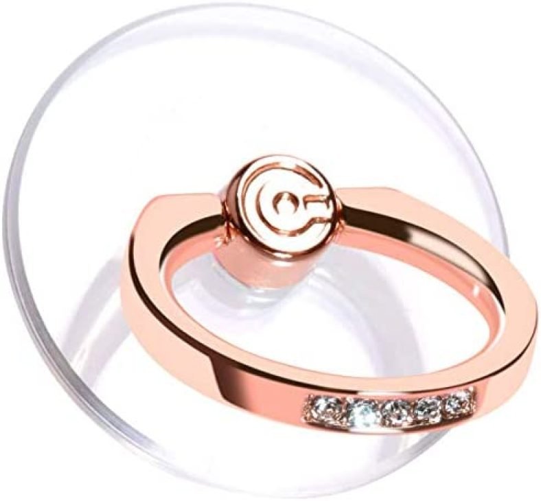 Transparent Phone Ring Holder Grip – EI Sonador Clear Cell Phone Ring Stand Holder Finger Grip Kickstand 360° Rotation, Compatible with Most of Phones, Tablets and Case (2 Rose Gold Diamond)