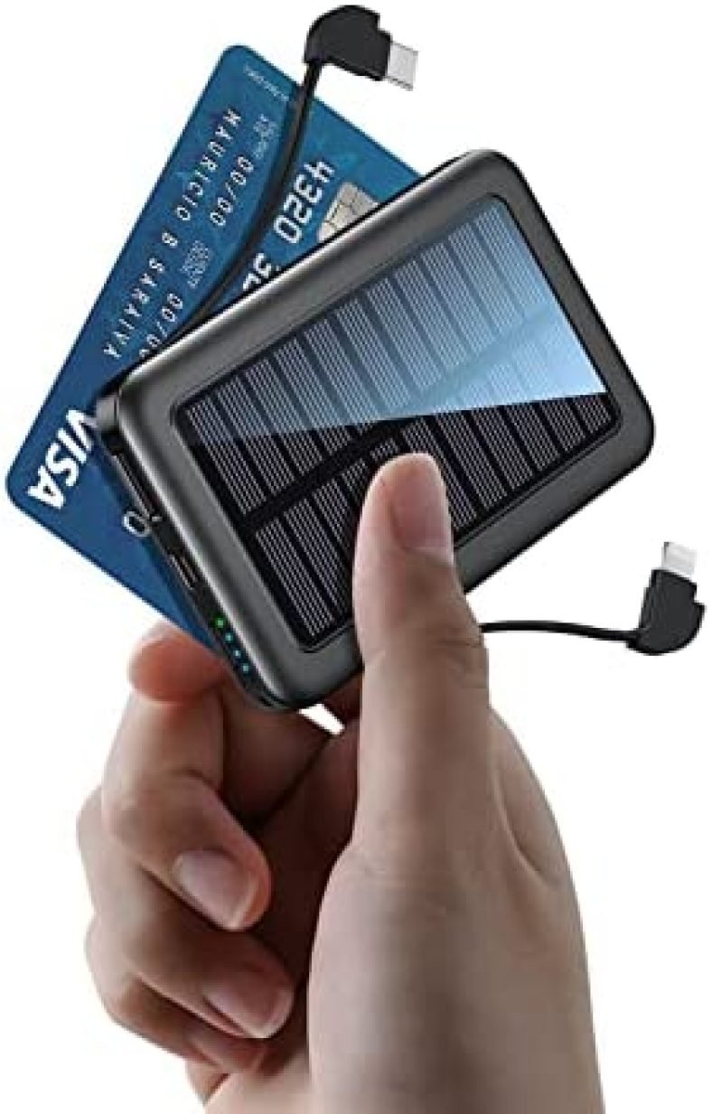 Small Solar Portable Power Bank 6000mAh,22.5W USB C Fast Charging Ultra Slim Mini Solar Charger with Built in Cables,External Battery Pack with Camping Light Compatible with iPhone,Tablet,Samsung Small Solar Portable Power Bank 6000mAh,22.5W USB C Fast Charging Ultra Slim Mini Solar Charger with Built in Cables,External Battery Pack with Camping Light Compatible with iPhone,Tablet,Samsung