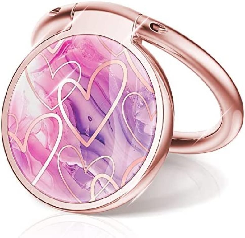 Chvelop Cell Phone Ring Holder, Finger Ring Stand, 360 Degree Rotation Finger Ring Kickstand, Metal Grip for Magnetic Car Mount Compatible with iPhone, Samsung, LG, Sony,Smartphone Accessories (Heart)