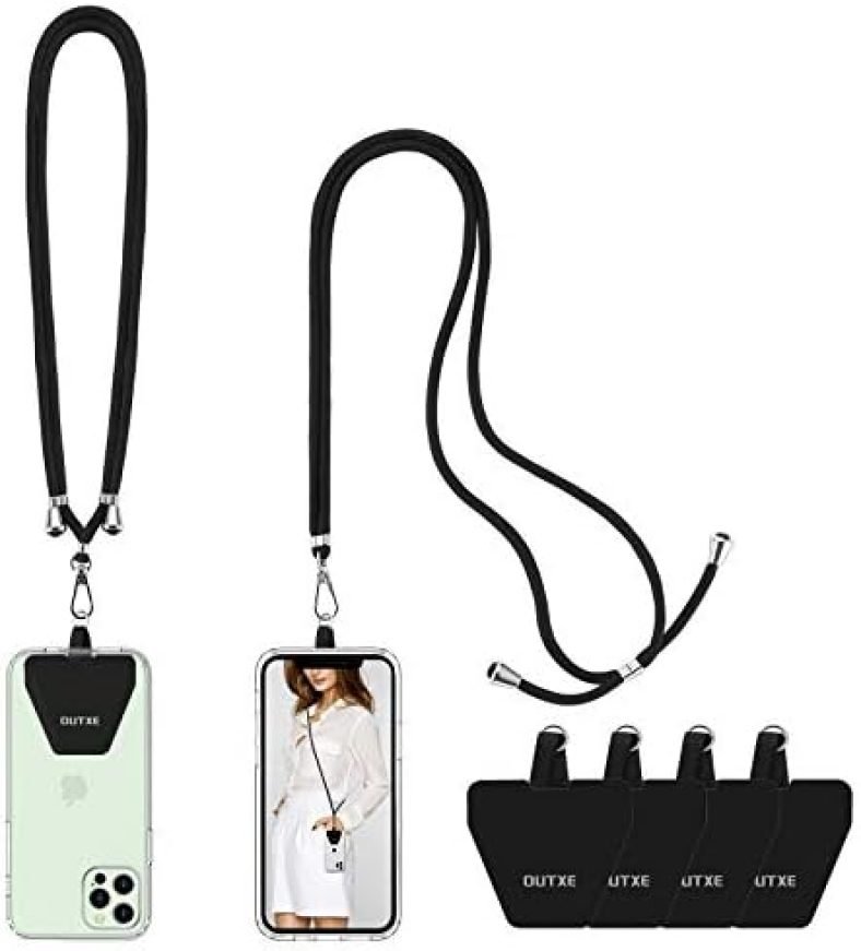 OUTXE Universal Phone Lanyard 2 Packs – 2× Adjustable Neck Strap, 4× Phone Patches- Black OUTXE Universal Phone Lanyard 2 Packs – 2× Adjustable Neck Strap, 4× Phone Patches- Black