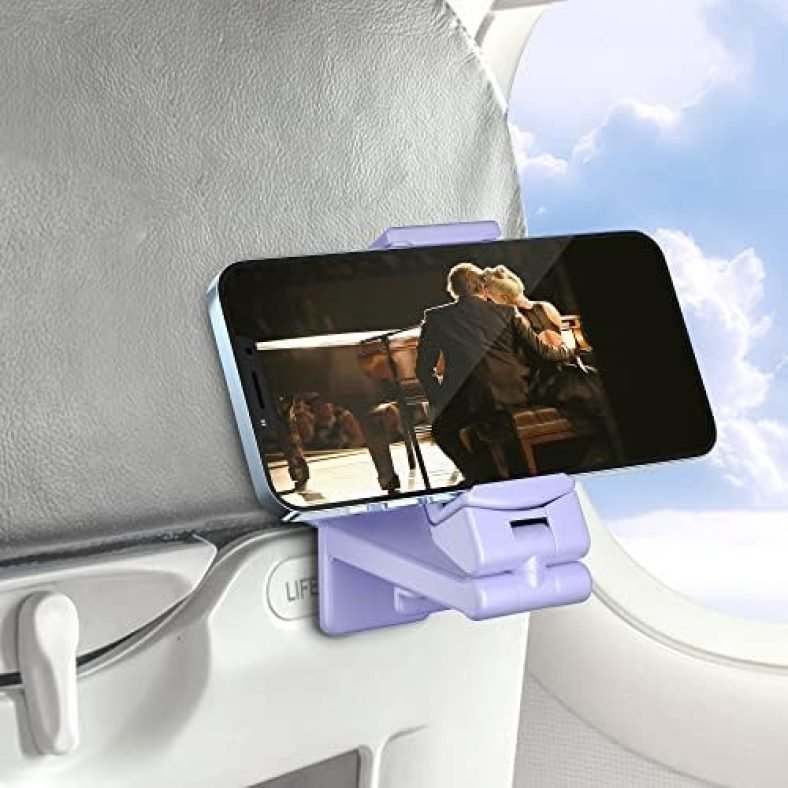 Perilogics Universal Airplane in Flight Phone Mount. Handsfree Phone Holder for Desk with Multi-Directional Dual 360 Degree Rotation. Pocket Size Travel Essential Accessory for Flying Perilogics Universal Airplane in Flight Phone Mount. Handsfree Phone Holder for Desk with Multi-Directional Dual 360 Degree Rotation. Pocket Size Travel Essential Accessory for Flying