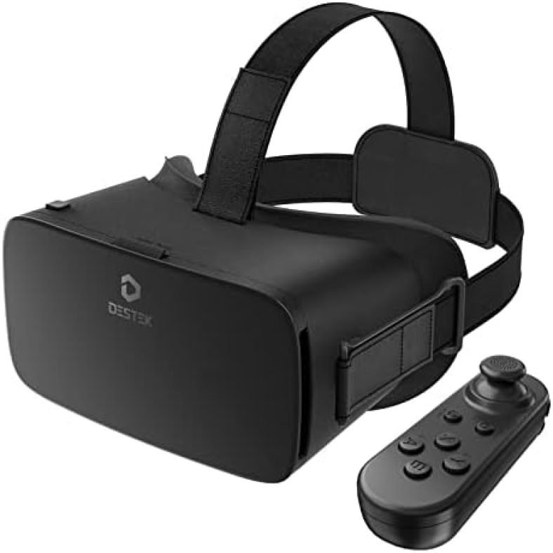 DESTEK V5 VR Headset for Phone, 110°FOV HD Anti-Blue Lenses Virtual Reality Headset with Bluetooth Controller, VR Goggles for iPhone Samsung Android (4.7-6.8inches Screen) – Black DESTEK V5 VR Headset for Phone, 110°FOV HD Anti-Blue Lenses Virtual Reality Headset with Bluetooth Controller, VR Goggles for iPhone Samsung Android (4.7-6.8inches Screen) – Black
