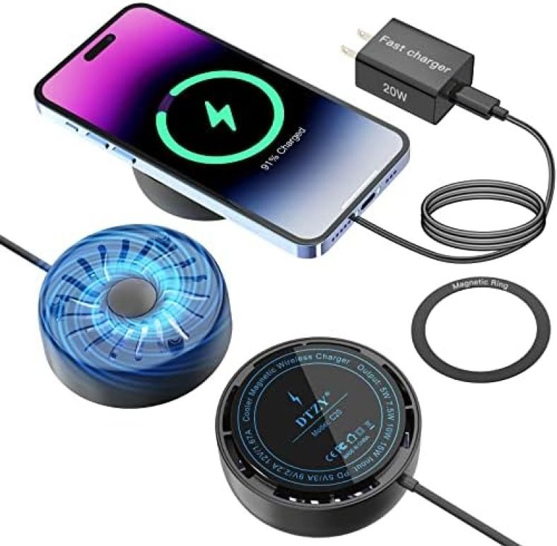 DTZY Magnetic Wireless Charger Phone Cooler, 15W Fast Charging Compatible with Radiator Wireless Charging for iPhone 14/13/12 Series,Magsafe Wireless Charging for Gaming Video Live Streaming Black DTZY Magnetic Wireless Charger Phone Cooler, 15W Fast Charging Compatible with Radiator Wireless Charging for iPhone 14/13/12 Series,Magsafe Wireless Charging for Gaming Video Live Streaming Black