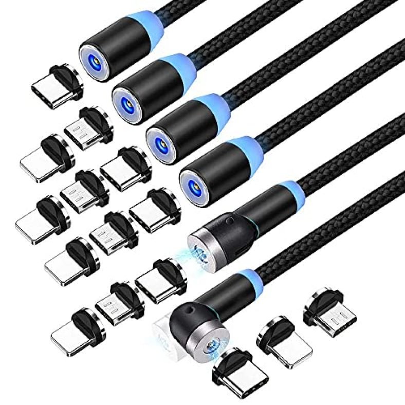ameow Magnetic Charging Cable (6-Pack 1/3/3/6/6/10ft) Magnetic Cell Phone Cable with LED Light, Charging Cable for Type C, Micro USB and iProduct (Black) ameow Magnetic Charging Cable (6-Pack 1/3/3/6/6/10ft) Magnetic Cell Phone Cable with LED Light, Charging Cable for Type C, Micro USB and iProduct (Black)
