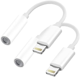 2 Pack [Apple MFi Certified] Lightning to 3.5 mm Headphone Jack Adapter, iPhone 3.5mm Headphones Earphones Jack Aux Audio Adapter Dongle for iPhone 14 13 12 11 Pro Max XS XR X 8 7 iPad, Support iOS 16
