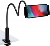 TALK WORKS Gooseneck Clip Mount Compatible w/ iPhone 13/13 Pro/13 Pro Max/14/14 Plus/14 Pro/14 Pro Max, Apple, Android, Samsung – Flexible Cell Phone Holder Tabletop Stand (Black)