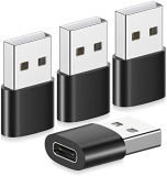 USB C Female to USB Male Adapter 4 Pack,yootech Type C to USB Adapter,USBC Charger Converter for iPhone 14 13 12 Mini Pro Max 14 Plus,Samsung Galaxy S22,i-Watch Series Ultra 8 7,iPad,AirPods Pro,Black