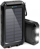 Solar Portable Charger, Battery Charger, 20000mAh Solar Power Bank, with Emergency Flashlight & 2 x 2.1A USB-A Output Ports Compatible with iPhone 14 13 12 Pro Samsung S21 Google LG iPad Tablet, etc.