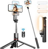 Stable Selfie Stick Tripod with Fill Light, 44 Inch Extendable Selfie Stick with Wireless Remote and Tripod Stand 360 Rotation for iPhone 13/12/11 Pro/XS Max/XS/XR/X/8/7, Samsung and Smartphone