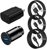 USB C Samsung Galaxy Fast Charger, Super Fast 25W Samsung Wall Charger Block with 3X Cable+27W Dual Car Charger for Samsung Galaxy S23 Ultra/S23+/S23/S22 Ultra/S22+/S22/S21/S20/Note 20/Note 10+/iphone
