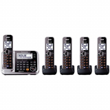 Panasonic Bluetooth Cordless Phone KX-TG7875S Link2Cell with Enhanced Noise Reduction & Digital Answering Machine – 5 Handsets (Black/Silver)