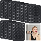 Kanayu 12 Pcs Silicone Suction Phone Case Suction Cup Phone Mount Adhesive Phone Accessory Holder Non Slip Phone Suction Cup Mat for Mirror Bathroom Home Kitchen (Black, 3.15 x 2.17 Inch)