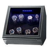 Watch Winder, Piano Finish Carbon Fiber Exterior with Soft Flexible Watch Pillows, 8 Winding Spaces Watch Winders for Automatic Watches, Built-in Illumination [Newly Upgraded]