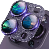 Actgan for iPhone 14 Pro/iPhone 14 Pro Max Camera Lens Protector 3D Bling Glitter Full Coverage Camera Screen Cover Case Friendly Accessories for iPhone 14 Pro Max/ 14 Pro Glitter Purple