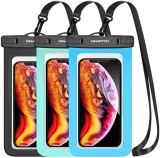 newppon Waterproof Cell Phone Pouch : 3 Pack Universal Water Proof Dry Bag Case with Neck Lanyard – Underwater Clear Cellphone Holder Large Protector for iPhone Samsung Galaxy for Beach Pool Swimming